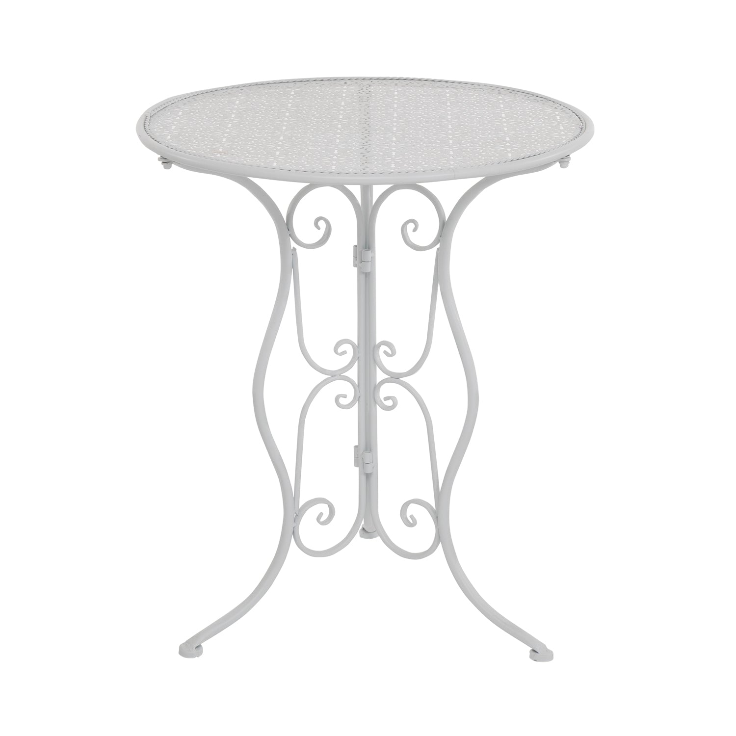VESTIAMO CASA GIARDINO - Set giardino Bistrot tavolo rotondo 60 cm e 2 sedie pieghevoli in metallo Bianco